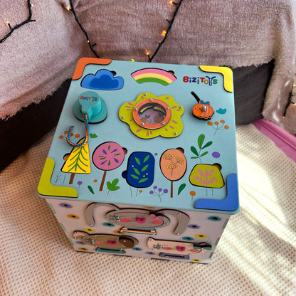 Montessori Wooden Busy Box with Light – Educational Toy for Toddlers and Babies – EN 71 Certified