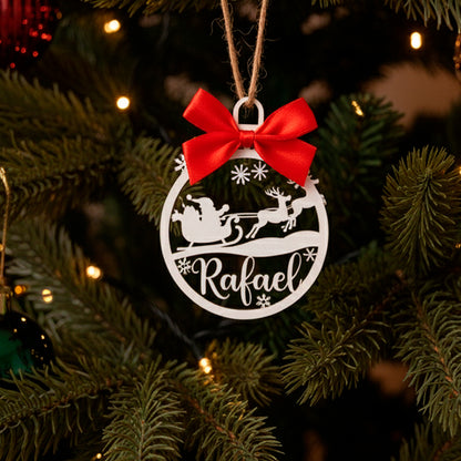 Bolas de Natal Personalizadas com Nome em Madeira, Decoração de Árvore de Natal, Etiqueta Personalizada