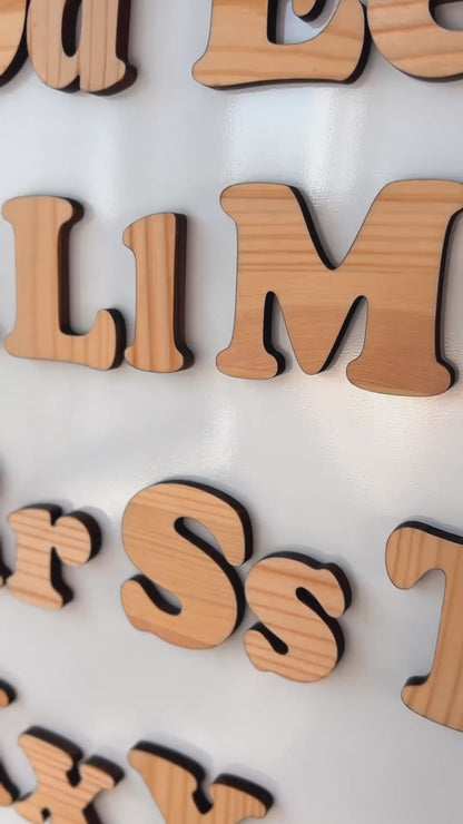Montessori Magnetic Wooden Alphabet for Kids – 52 Latin Letters (Uppercase & Lowercase)